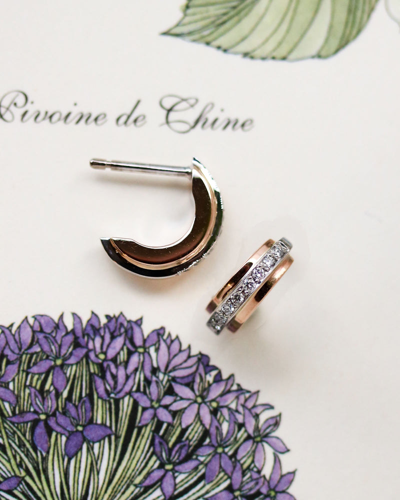 Boucles d'Oreilles Création Benoit Joaillier "Demies Créoles Bicolores"