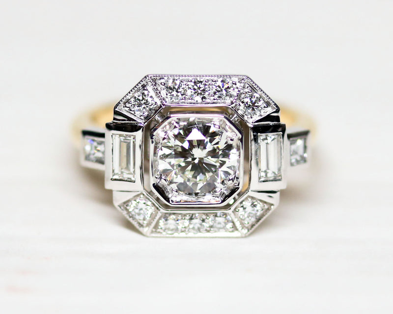Bague Création Benoit Joaillier "Carrée Pans Coupés Baguettes et Princesses" Diamant 0.75 ct  I-VVS1