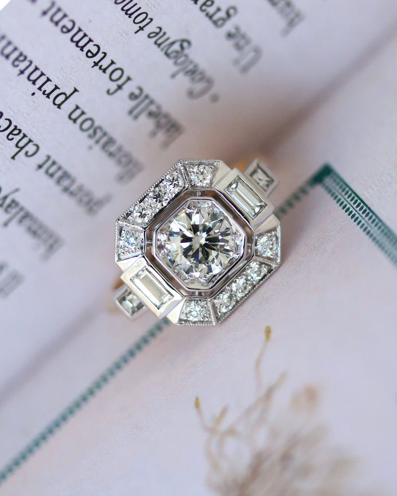 Bague Création Benoit Joaillier "Carrée Pans Coupés Baguettes et Princesses" Diamant 0.75 ct  I-VVS1