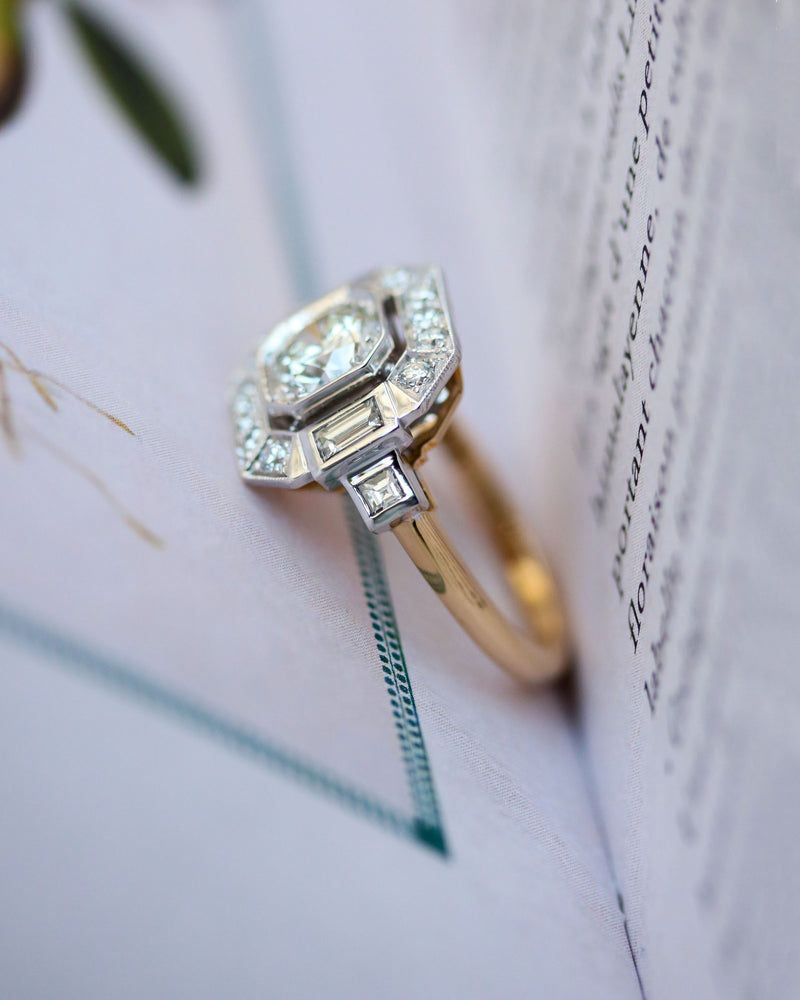 Bague Création Benoit Joaillier "Carrée Pans Coupés Baguettes et Princesses" Diamant 0.75 ct  I-VVS1