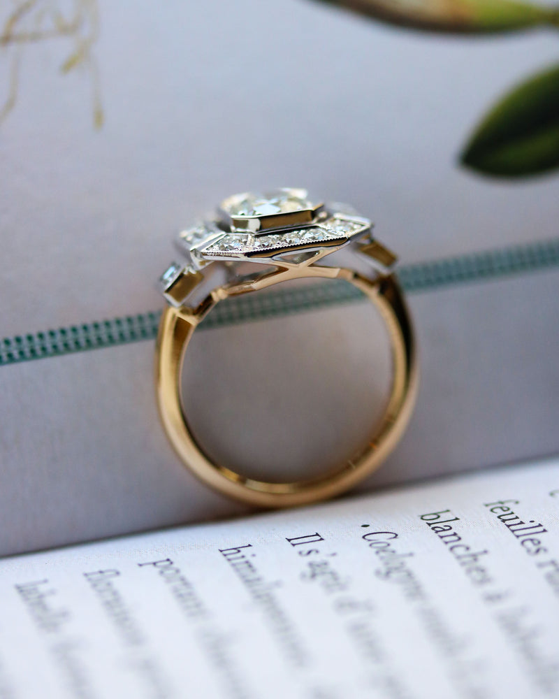 Bague Création Benoit Joaillier "Carrée Pans Coupés Baguettes et Princesses" Diamant 0.75 ct  I-VVS1