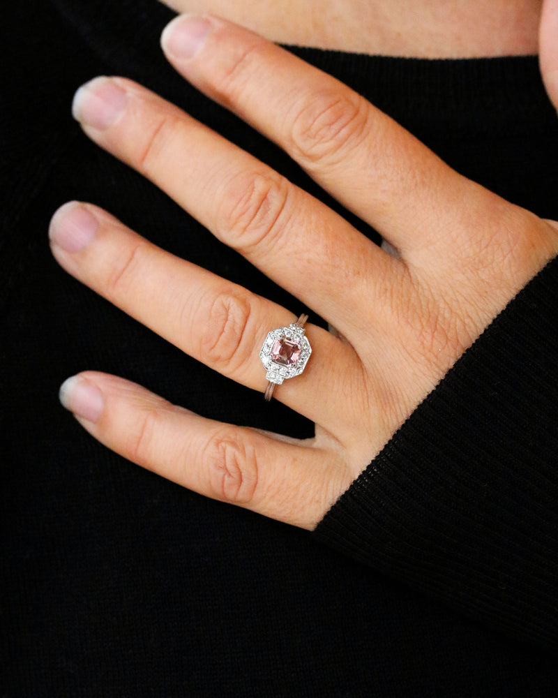 Bague Création Benoit Joaillier " Octogonale Tourmaline " Or Blanc