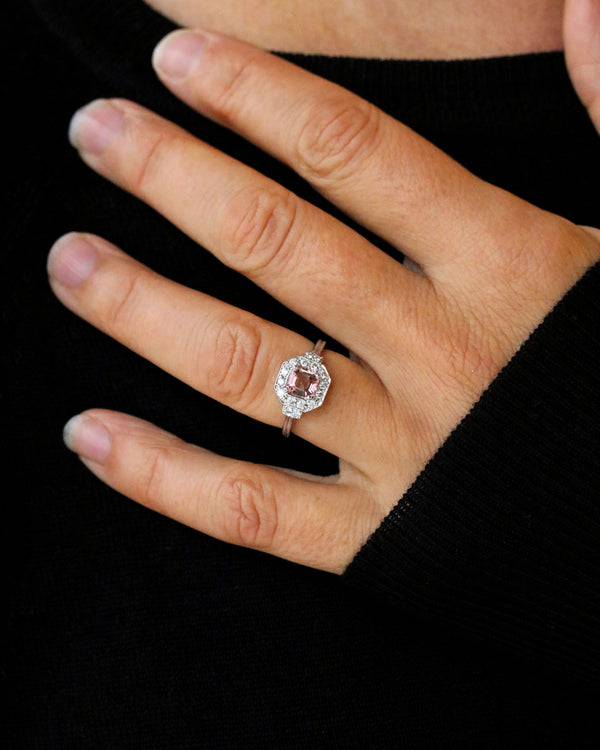 Bague Création Benoit Joaillier " Octogonale Tourmaline " Or Blanc