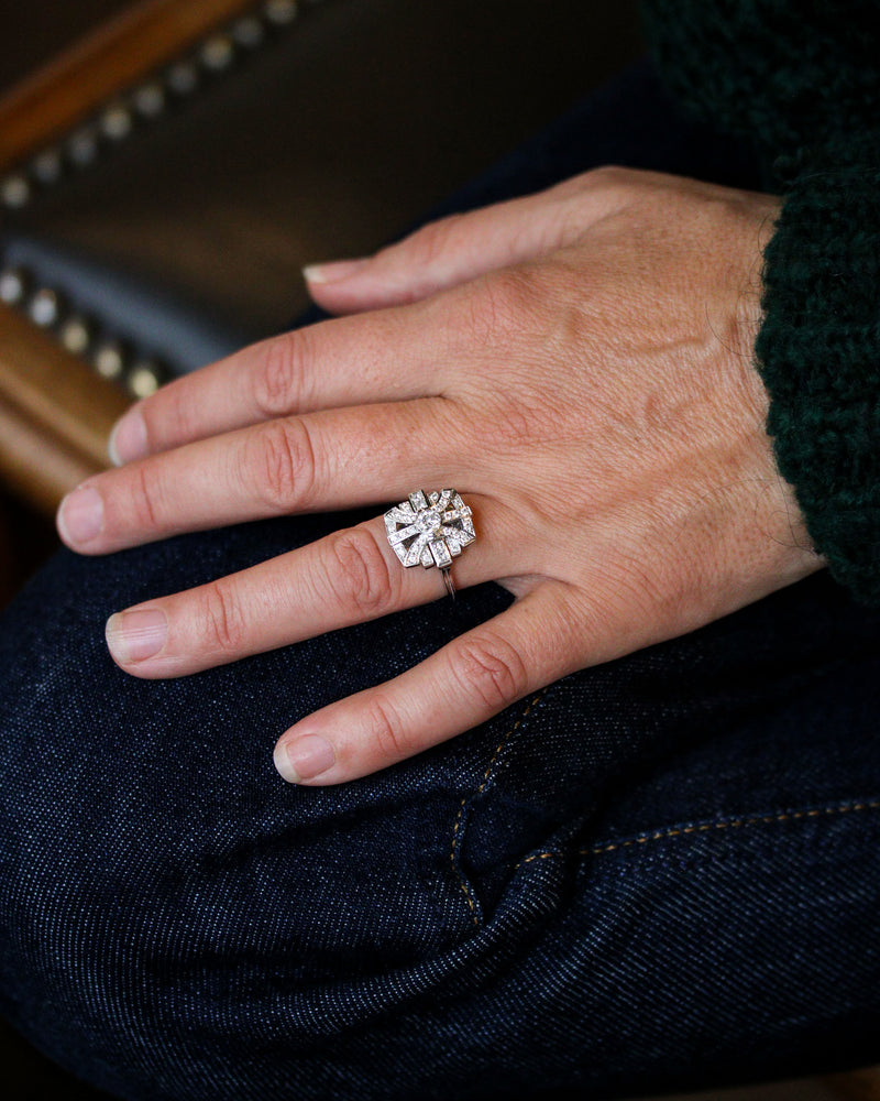 Bague Création Benoît Joaillier "Rectangle Ajouré" Diamants