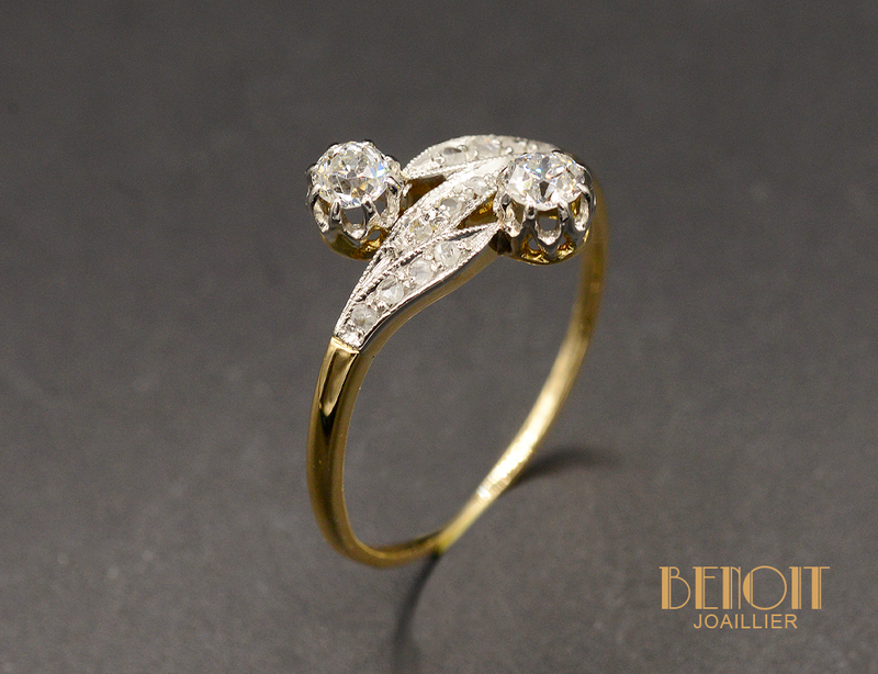 Toi et Moi Or jaune et Platine Diamants