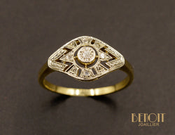 Bague 1920 en Or Blanc et Diamants