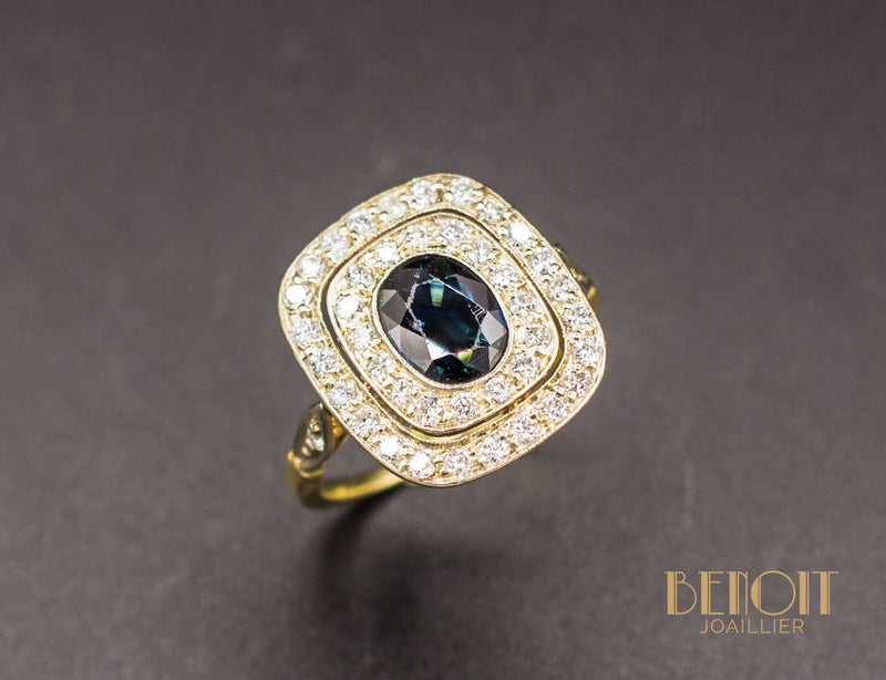 Bague Saphir Double Entourage