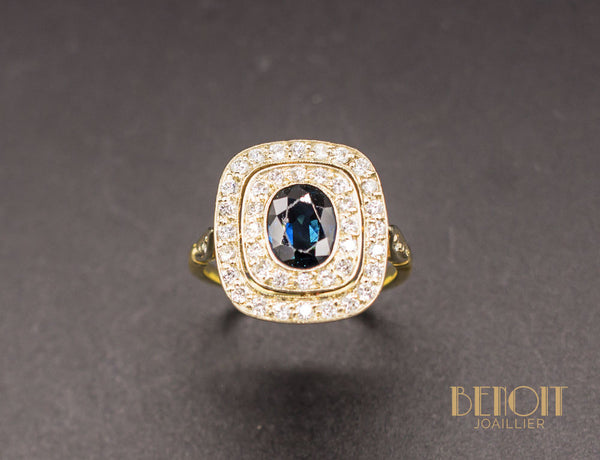 Bague Saphir Double Entourage
