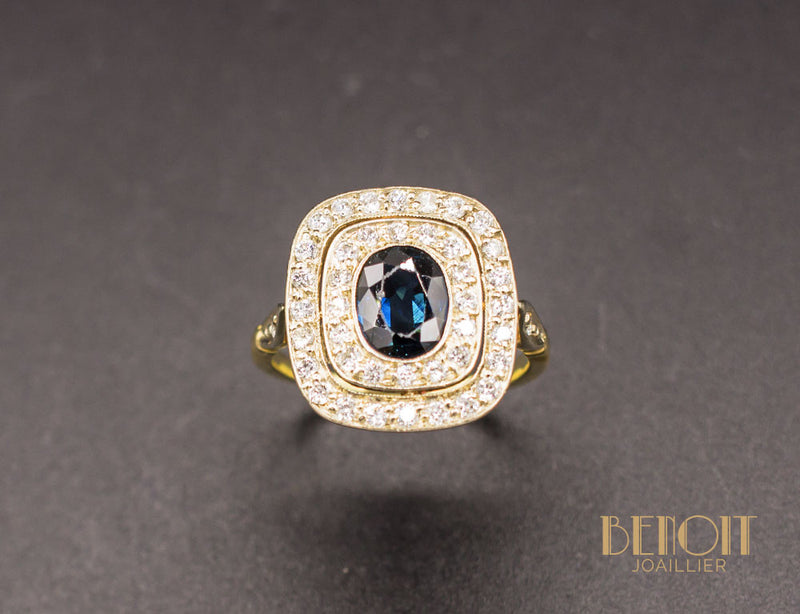 Bague Saphir Double Entourage