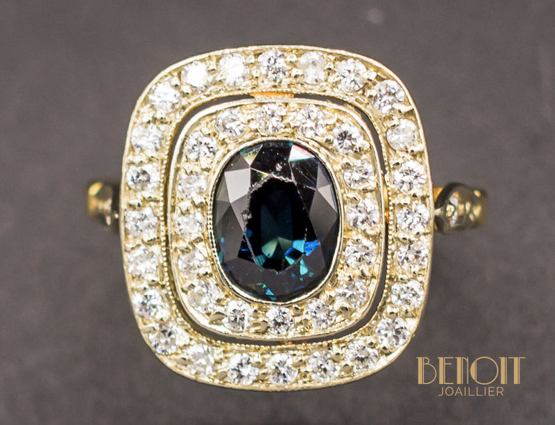 Bague Saphir Double Entourage