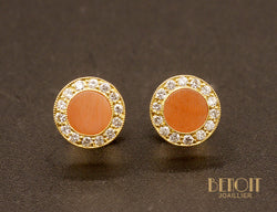 Puces d'Oreilles Corail et Diamants