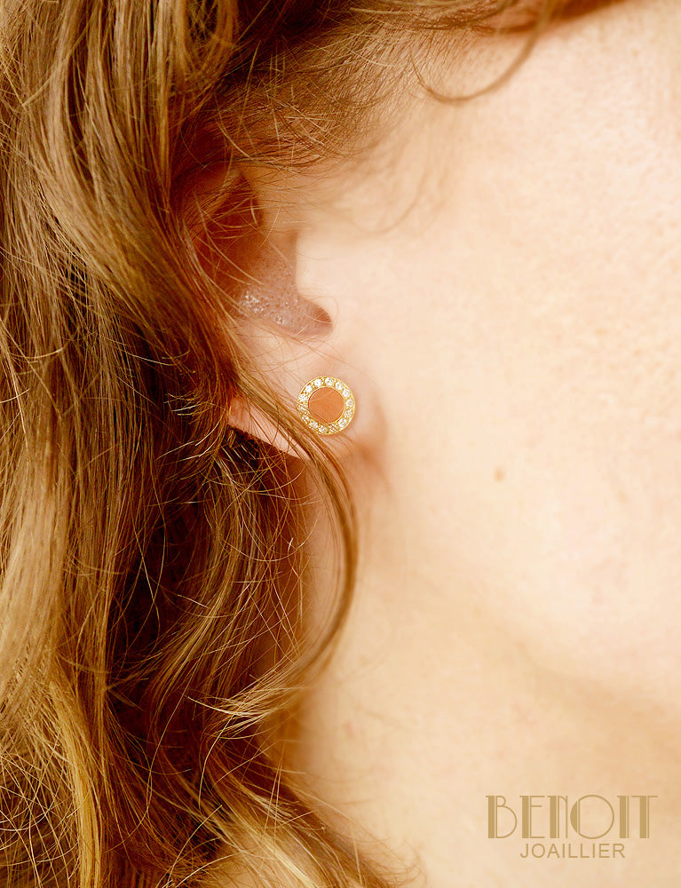 Puces d'Oreilles Corail et Diamants