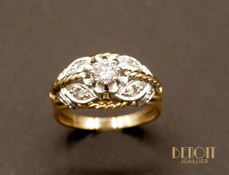 Bague Diamants torsades 1950