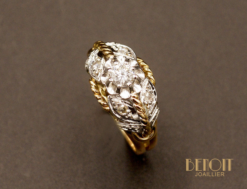 Bague Diamants torsades 1950