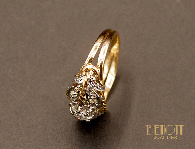 Bague Diamants torsades 1950