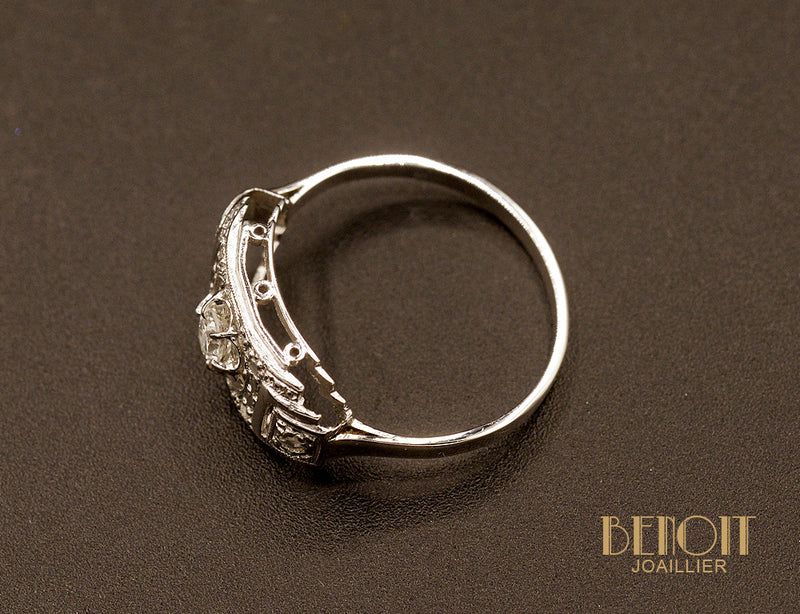 Bague Art Déco Or Blanc et Diamants