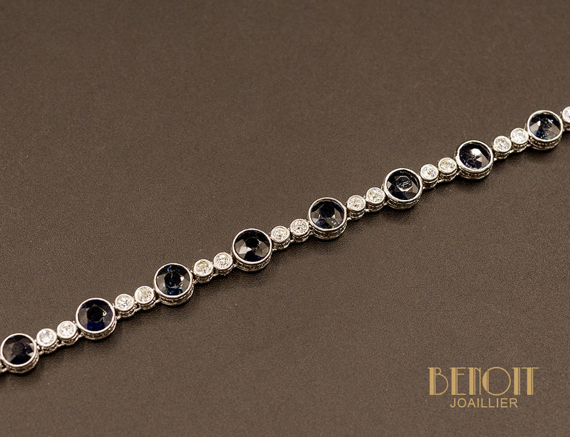 Bracelet Art Déco Saphirs et Diamants