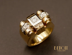 Bague Tank Or Rose et Diamants