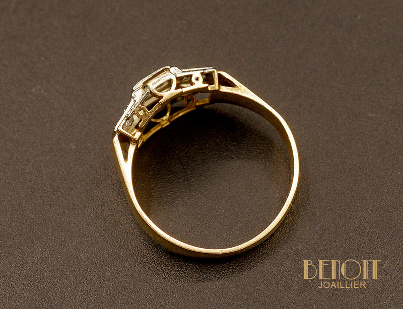 Bague Art Déco Or Rose et Diamants