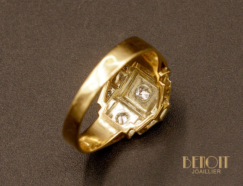 Bague Art Déco Or Rose et Diamants