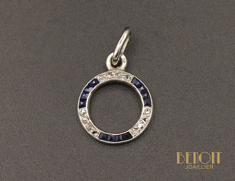 Pendentif Art Déco Diamants et Saphirs