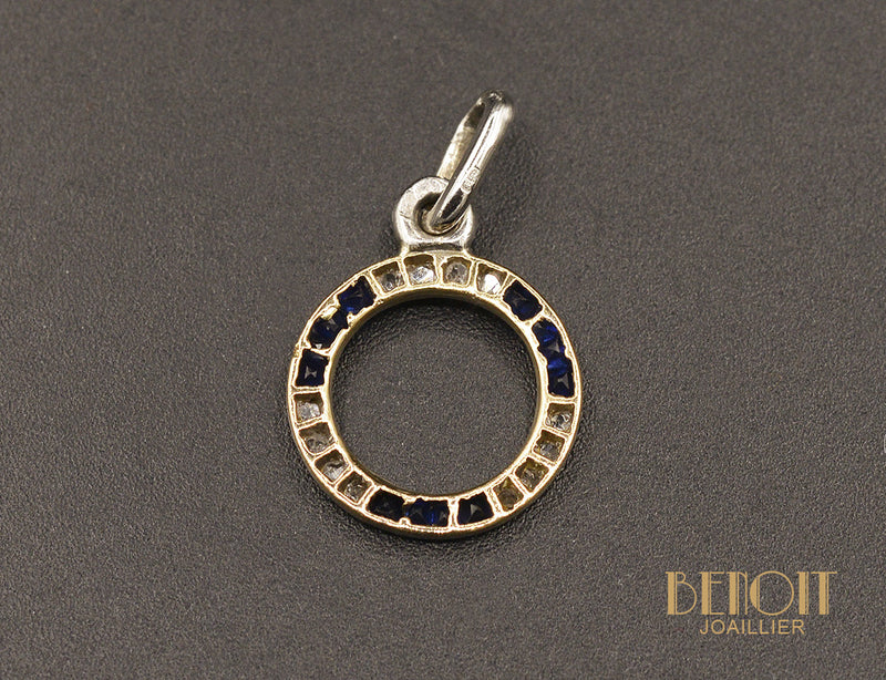 Pendentif Art Déco Diamants et Saphirs