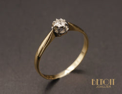 Solitaire Ancien or jaune et Diamant