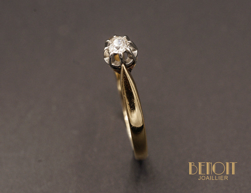 Solitaire Ancien or jaune et Diamant