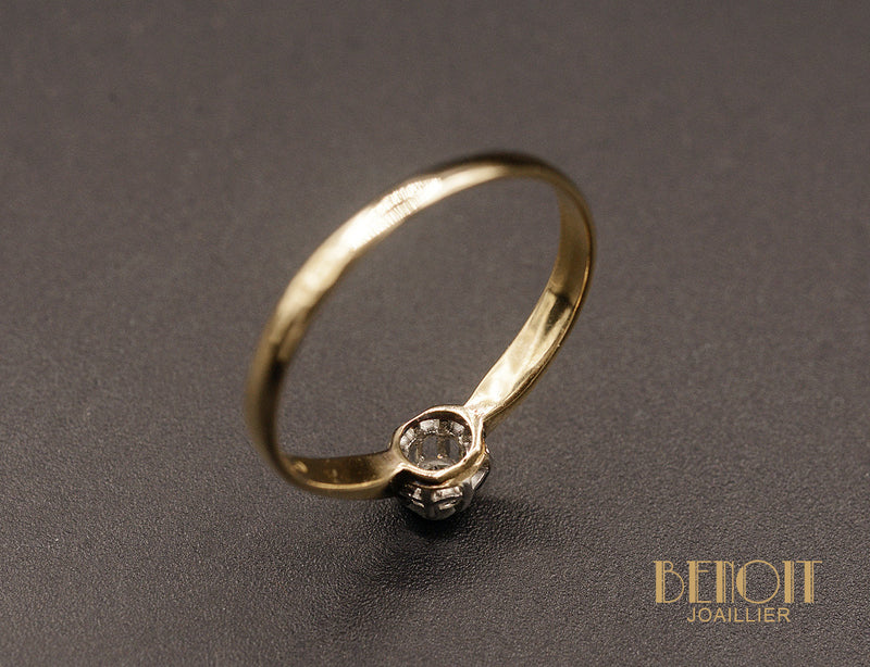 Solitaire Ancien or jaune et Diamant