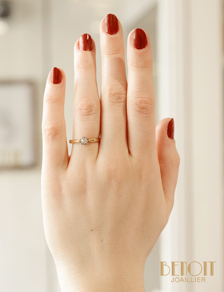Solitaire Ancien or jaune et Diamant