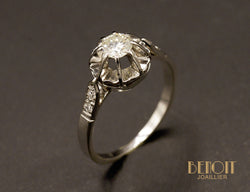 Solitaire Ancien Diamant et Platine