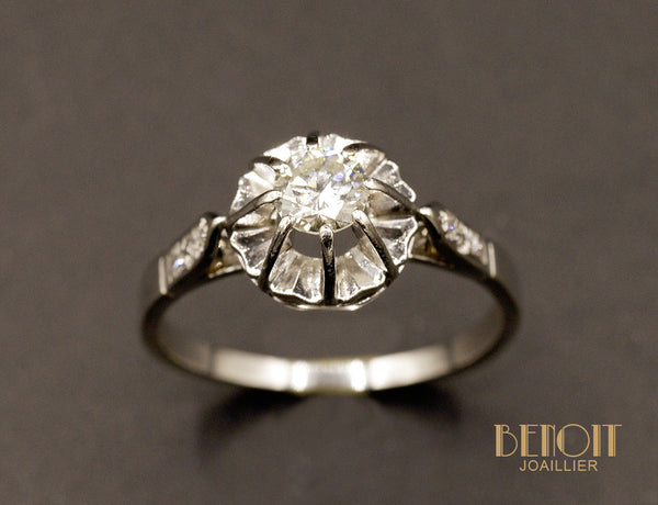 Solitaire Ancien Diamant et Platine