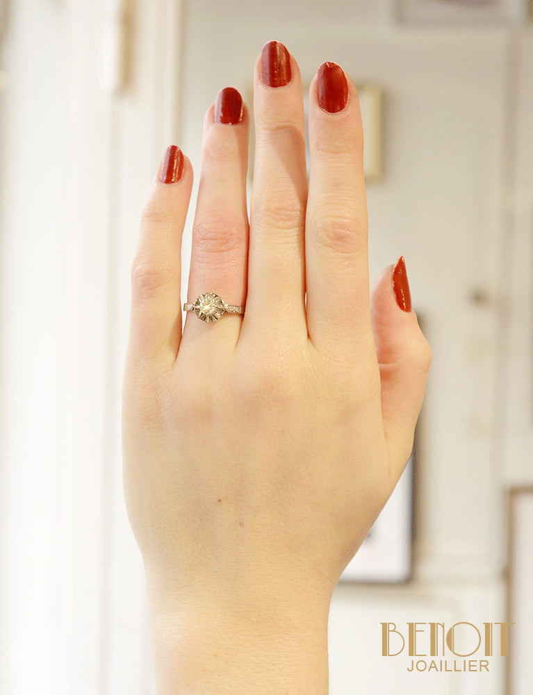 Solitaire Ancien Diamant et Platine