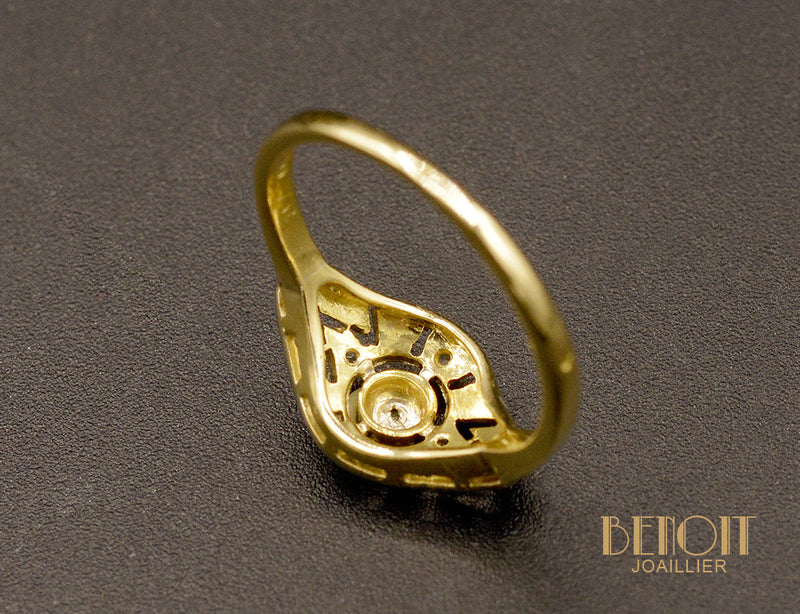 Bague 1920 en Or Blanc et Diamants