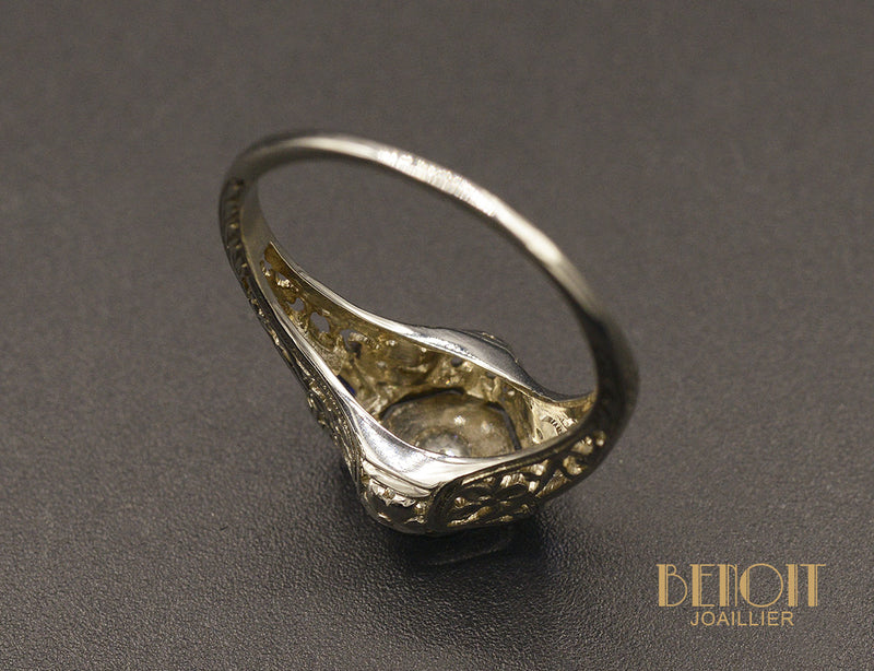 Bague Art Déco Diamant et Saphirs