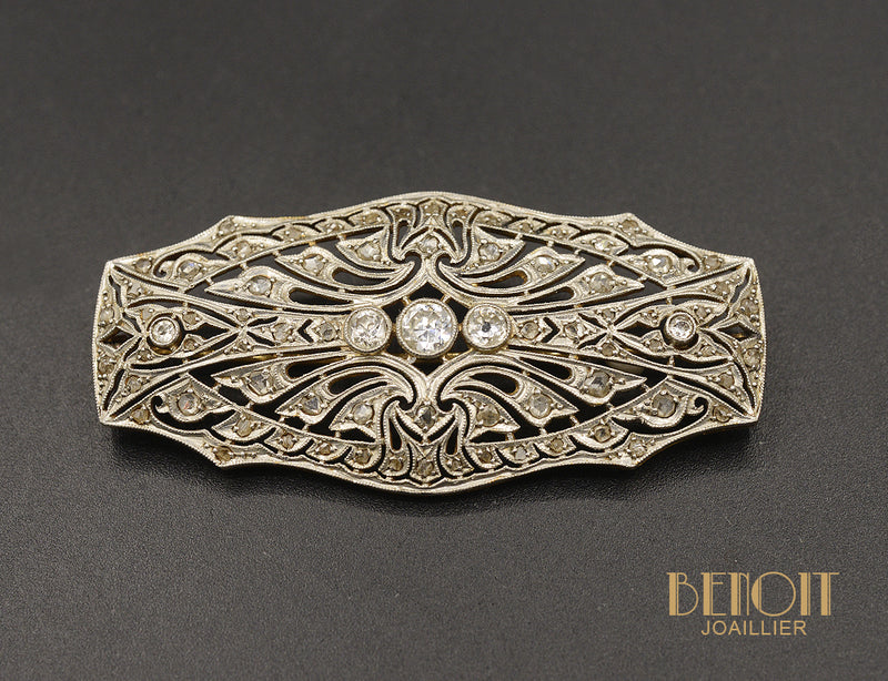 Broche Art Déco Rectangle Diamants