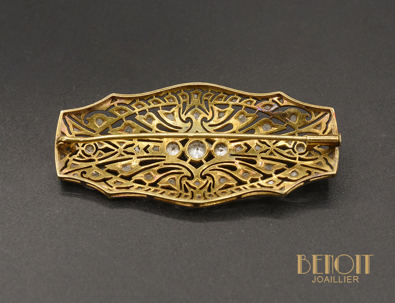 Broche Art Déco Rectangle Diamants