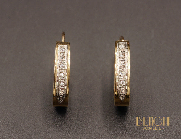 Demi-Créoles or jaune et Diamants