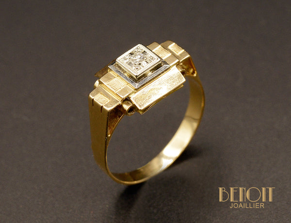 Bague Art Déco Diamant et Or rose