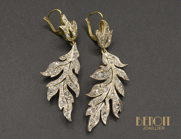 Boucles d'Oreilles Art Déco Fleurs (Parure)