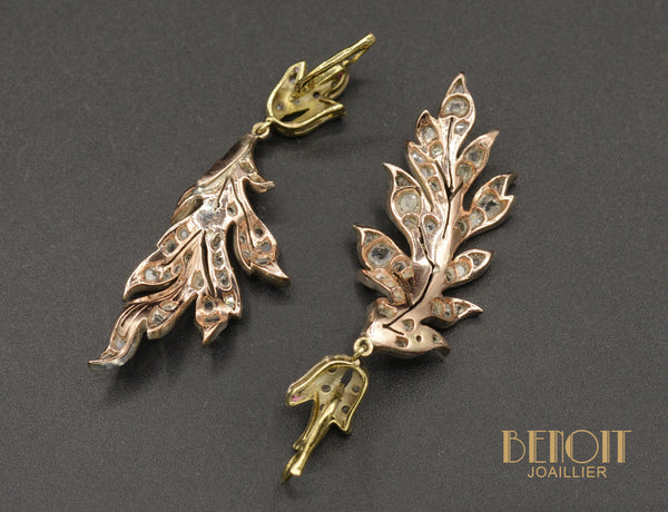 Boucles d'Oreilles Art Déco Fleurs (Parure)