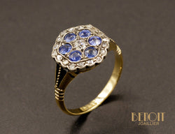 Bague Hexagonale Saphirs et Diamants
