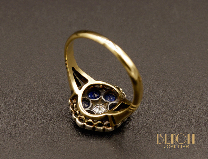 Bague Hexagonale Saphirs et Diamants