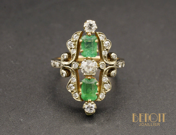 Bague Marquise Emeraude