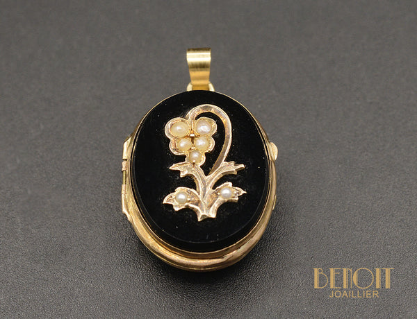 Pendentif Ouvrant Onyx Perles fines