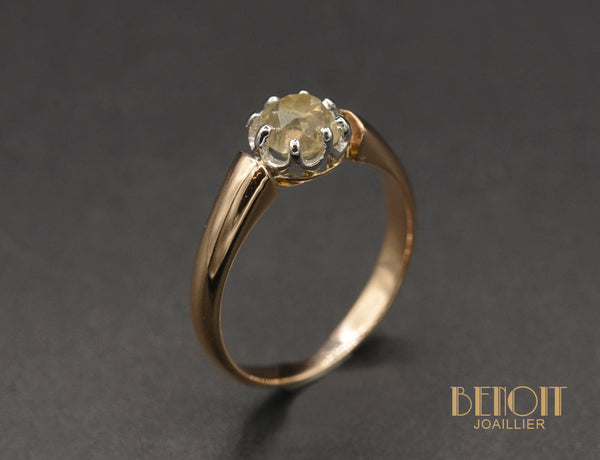 Solitaire Ancien Diamant champagne