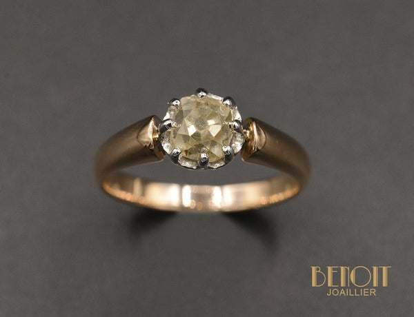 Solitaire Ancien Diamant champagne