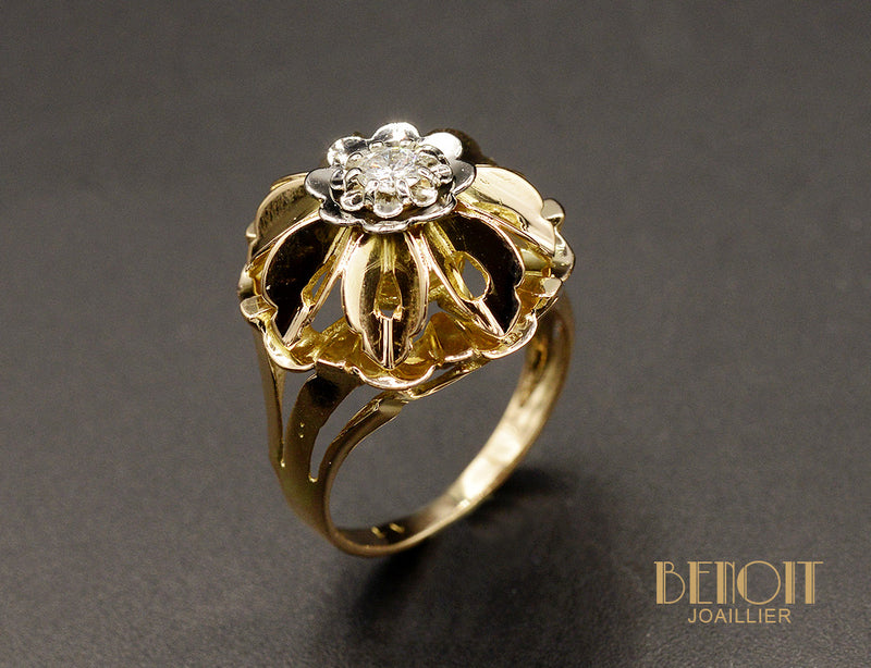 Bague Dôme Fleur Diamant 1950