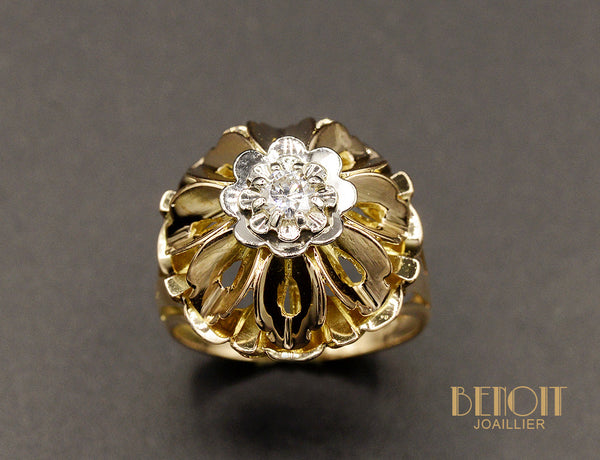 Bague Dôme Fleur Diamant 1950