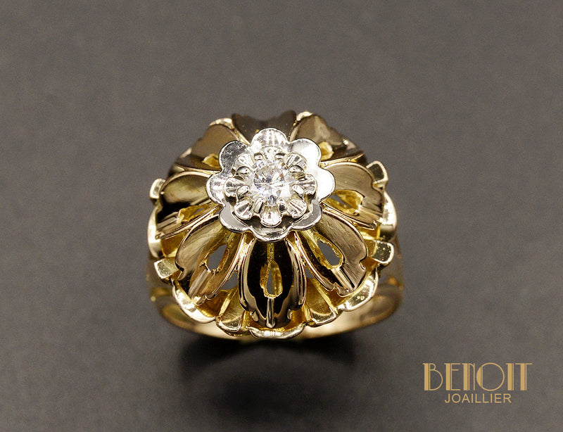 Bague Dôme Fleur Diamant 1950